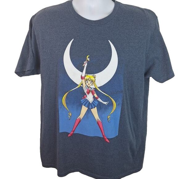 Official Sailor Moon Anime TV Show Cartoon Grey Tshirt Size Large - Picture 1 of 4